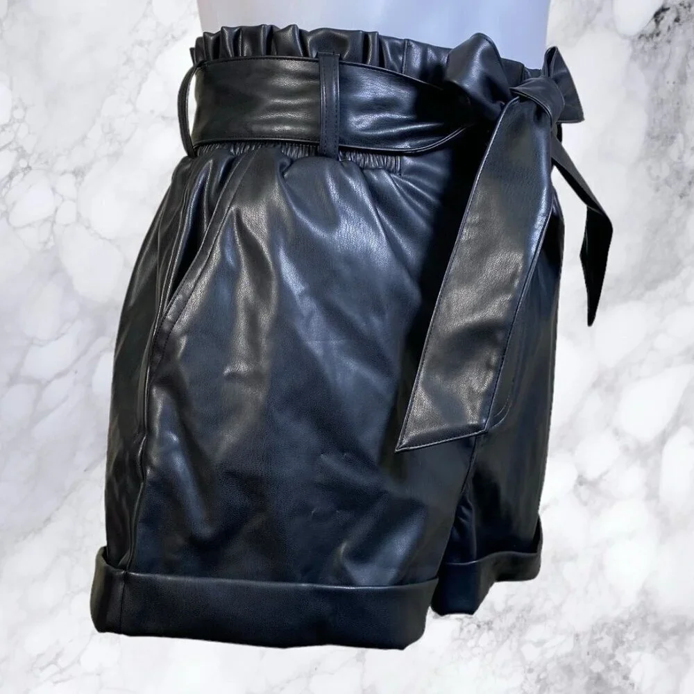 superdown Kenzie Faux Leather Short in Black